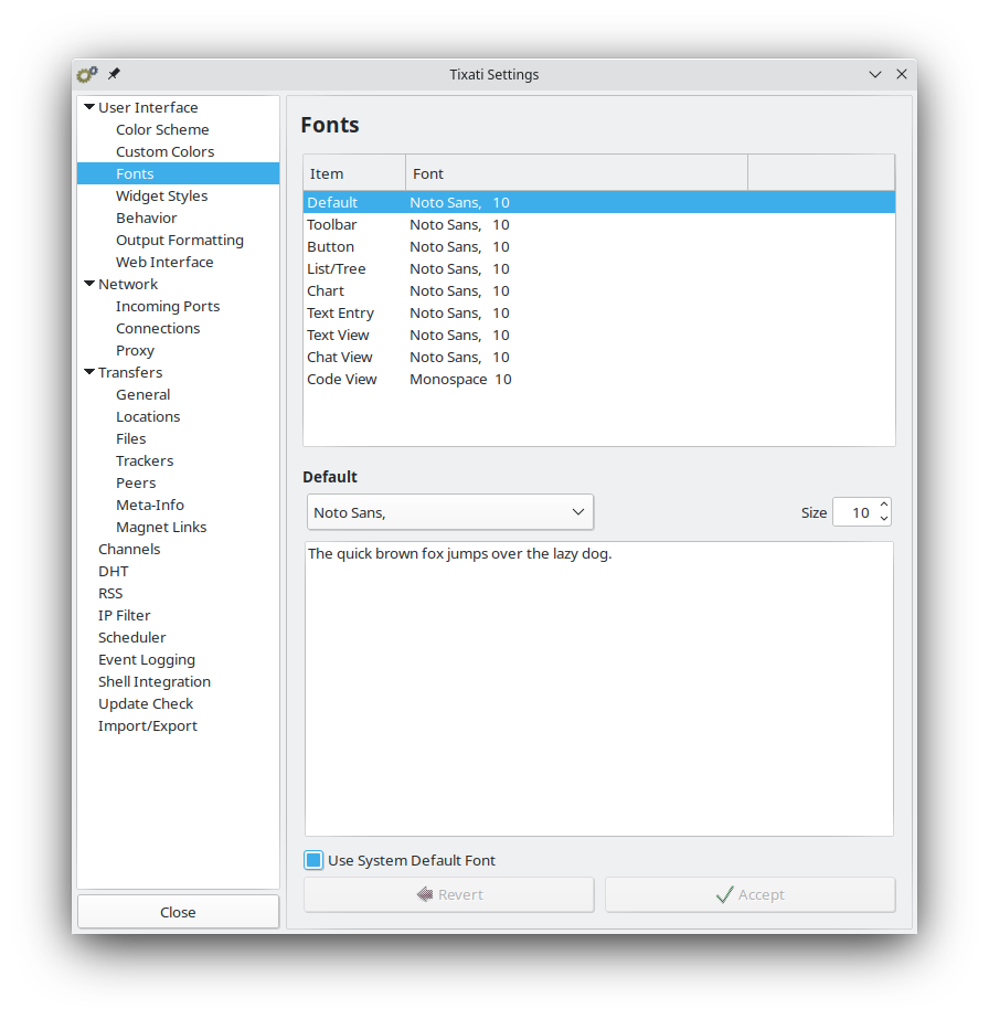 Settings User Interface Fonts Tixati Settings User Interface Fonts Tixati
